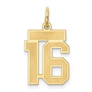 14k Yellow Gold, Jersey Collection, Small Number 16 Pendant